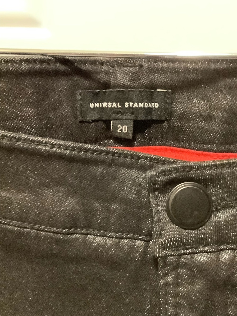 Universal Standard NWOT Meuse Black High Rise Resin Jeans Size 20 Zippered Ankle - Picture 2 of 7